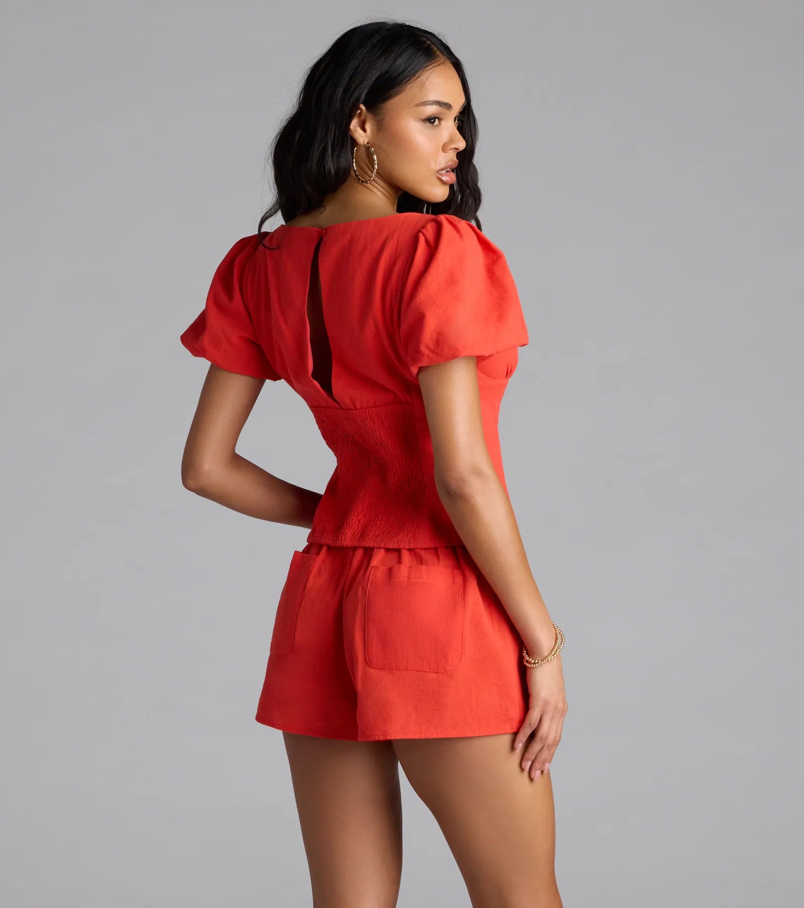 Easygoing Chic Puff Sleeve Tie Front Top - Image 2