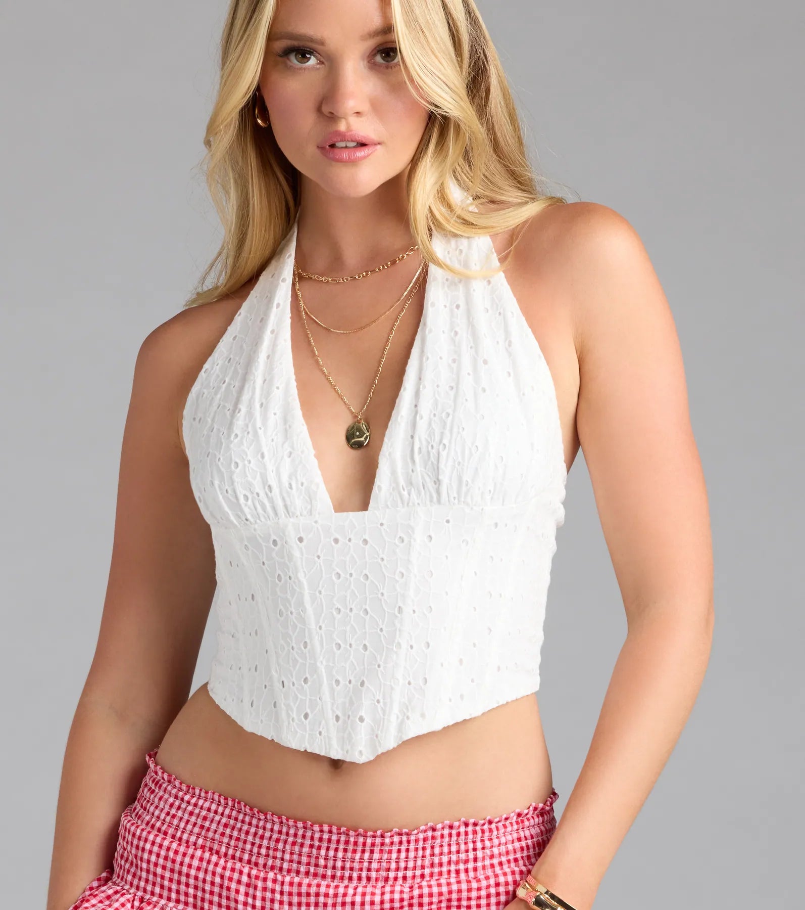 Femme Charm Halter Eyelet Corset Top - Image 4