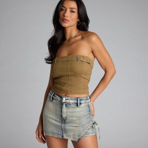 Top Tier Buckle Tube Top