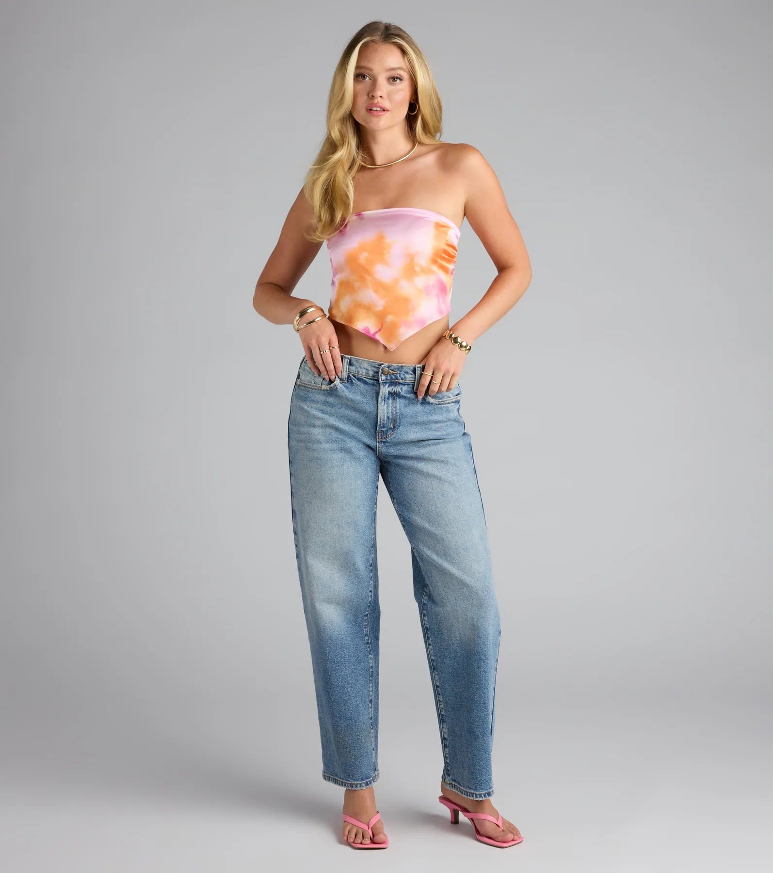 Living My Best Life Satin Tie-Dye Tube Top - Image 3