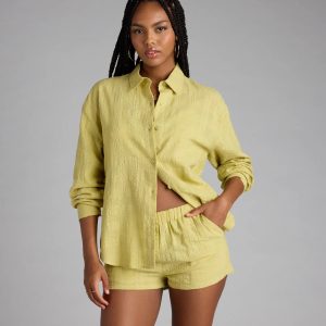 Summer Mode Button-Down Cotton Top
