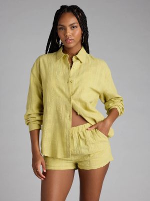 Summer Mode Button-Down Cotton Top