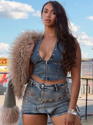Front Row Fierce Denim Crop Top