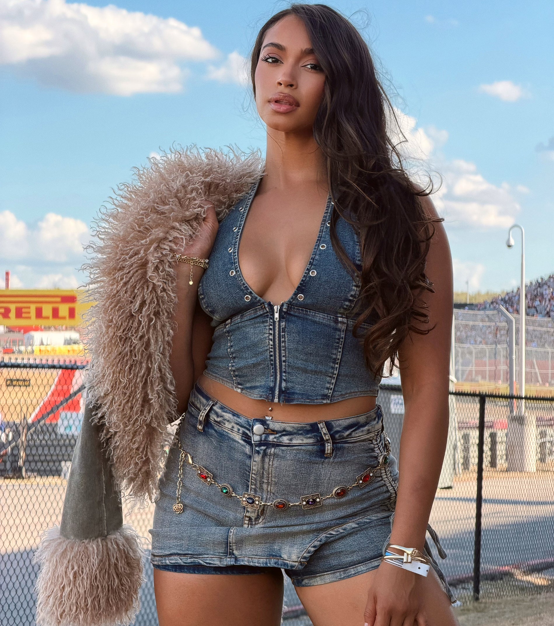 Front Row Fierce Denim Crop Top