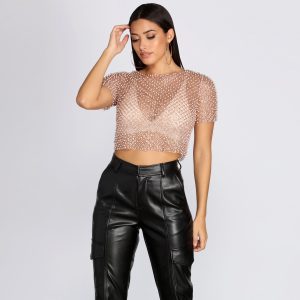 Sparkly Dreams Sheer Crop Top