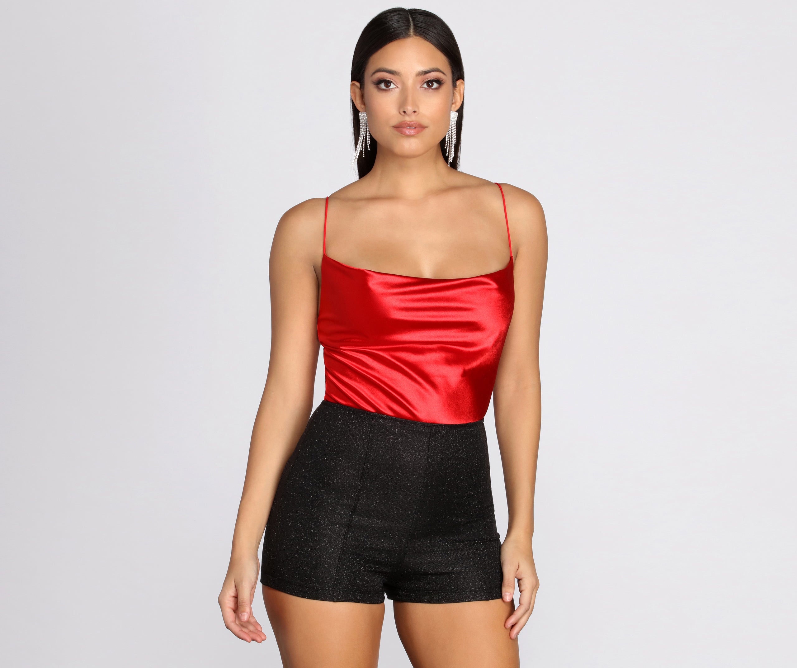 Satin Cowl Neck Bodysuit - Image 6