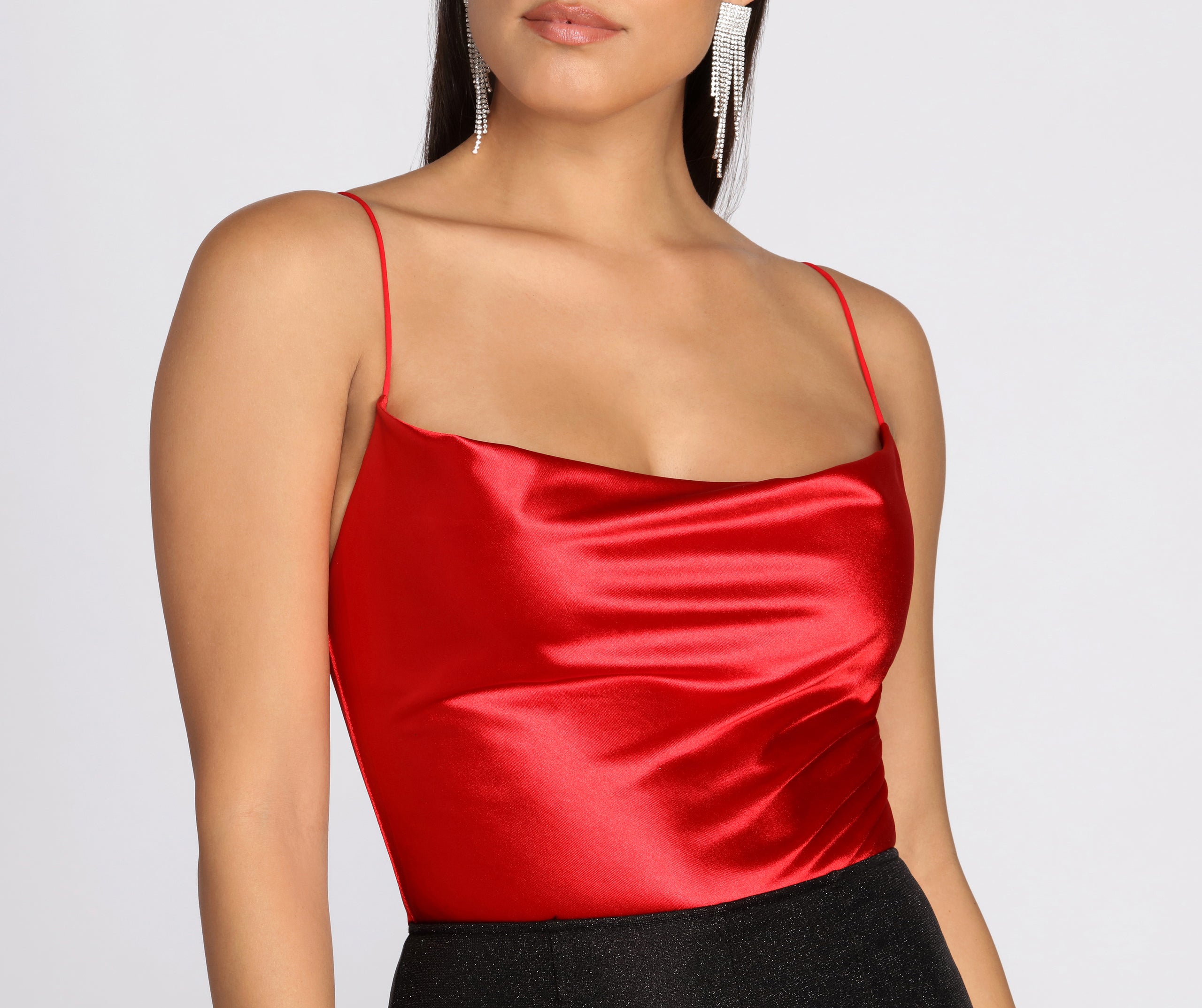 Satin Cowl Neck Bodysuit - Image 8