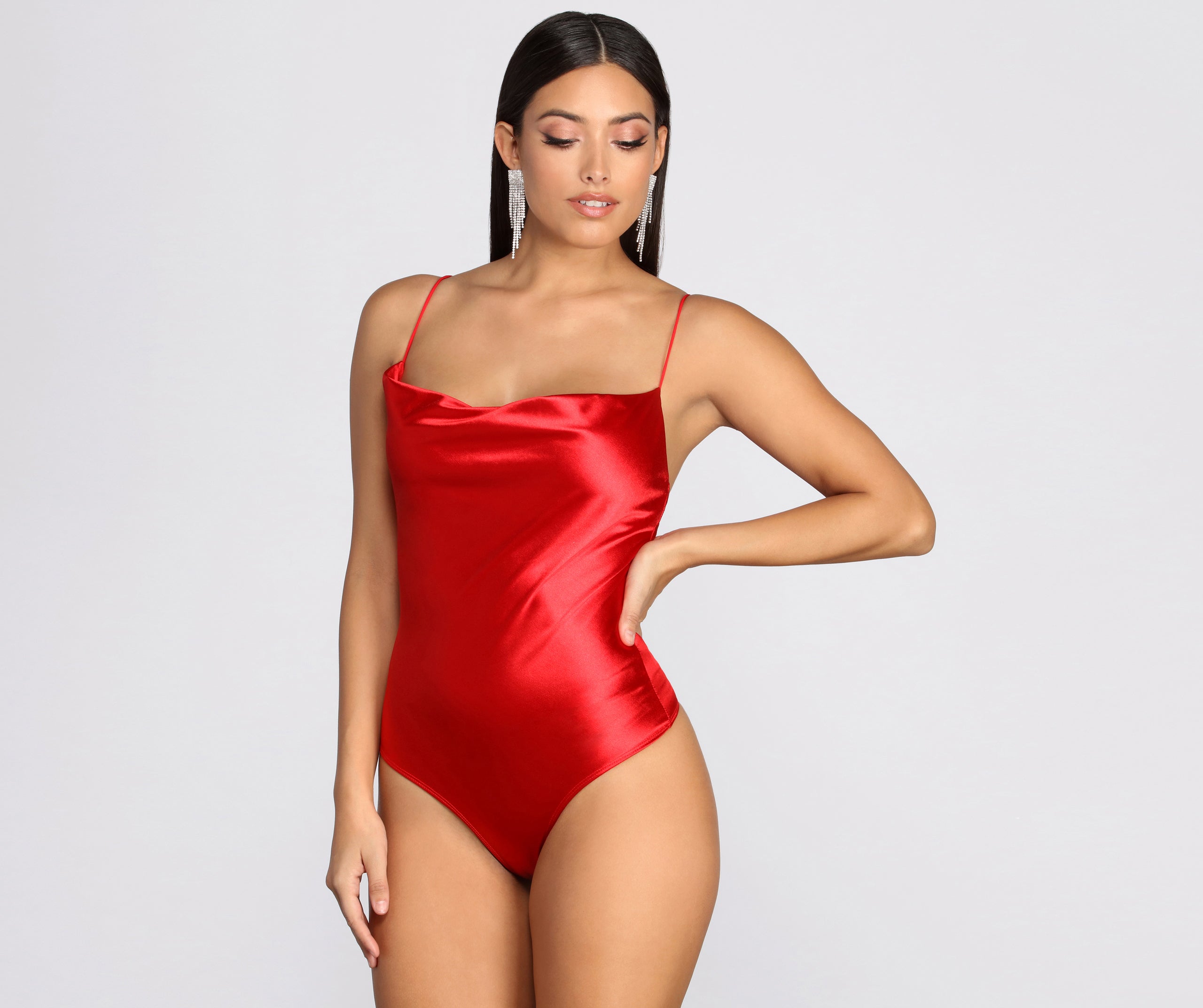 Satin Cowl Neck Bodysuit - Image 10