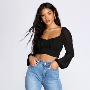 Pretty Pleated Tie Waist Blouse