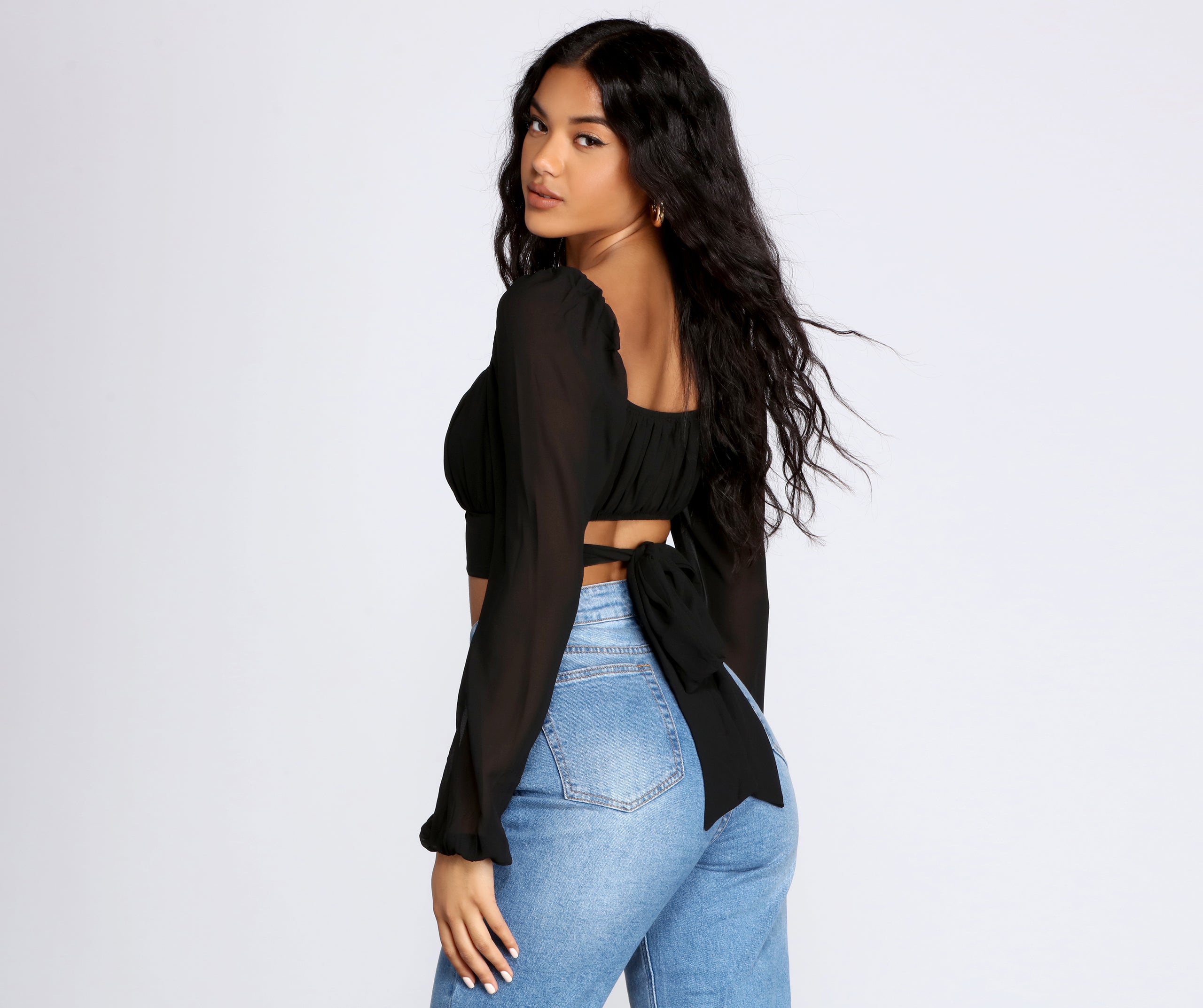 Pretty Pleated Tie Waist Blouse - Image 2