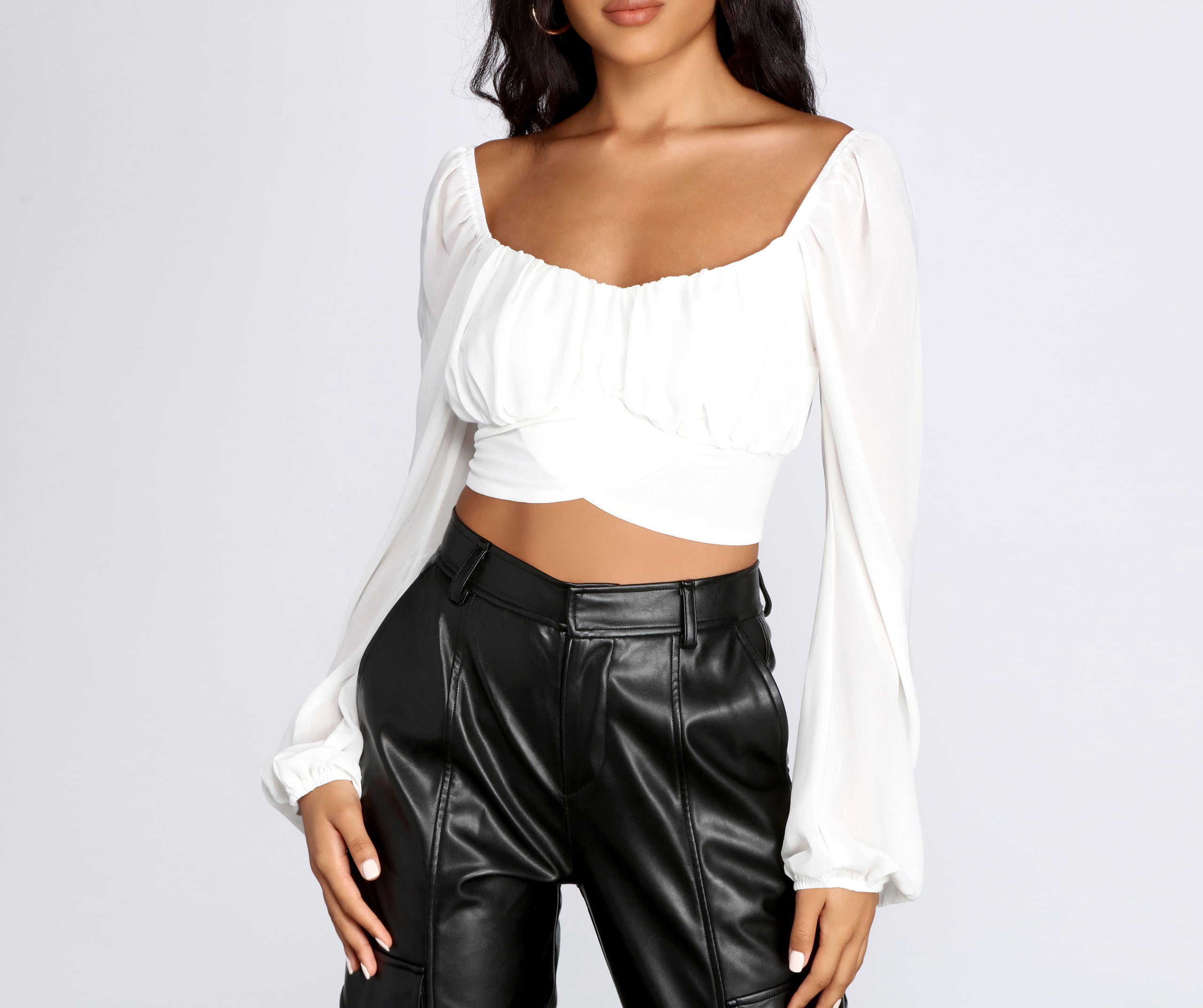Pretty Pleated Tie Waist Blouse - Image 5