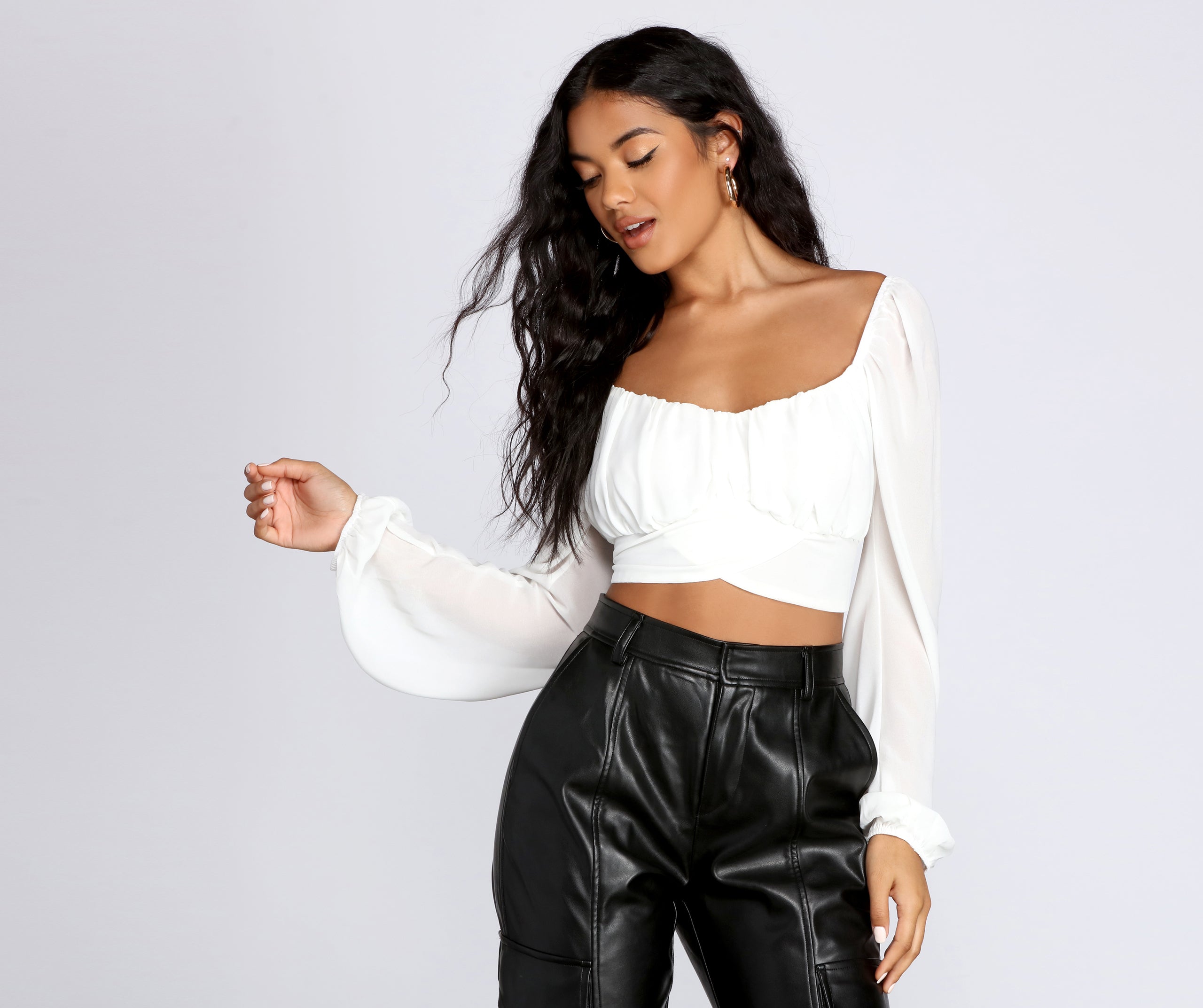 Pretty Pleated Tie Waist Blouse - Image 8