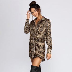 Snake Print Tie Front Tunic