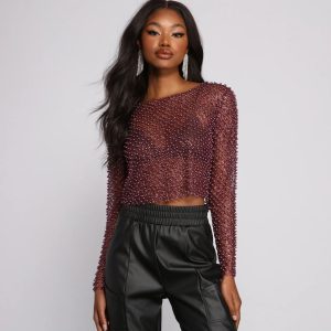 Feelin' Glamorous Glitter Mesh Crop Top