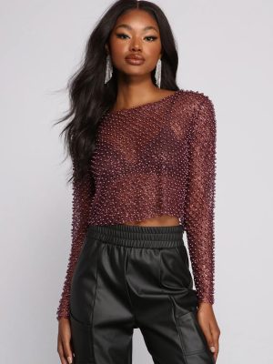 Feelin' Glamorous Glitter Mesh Crop Top