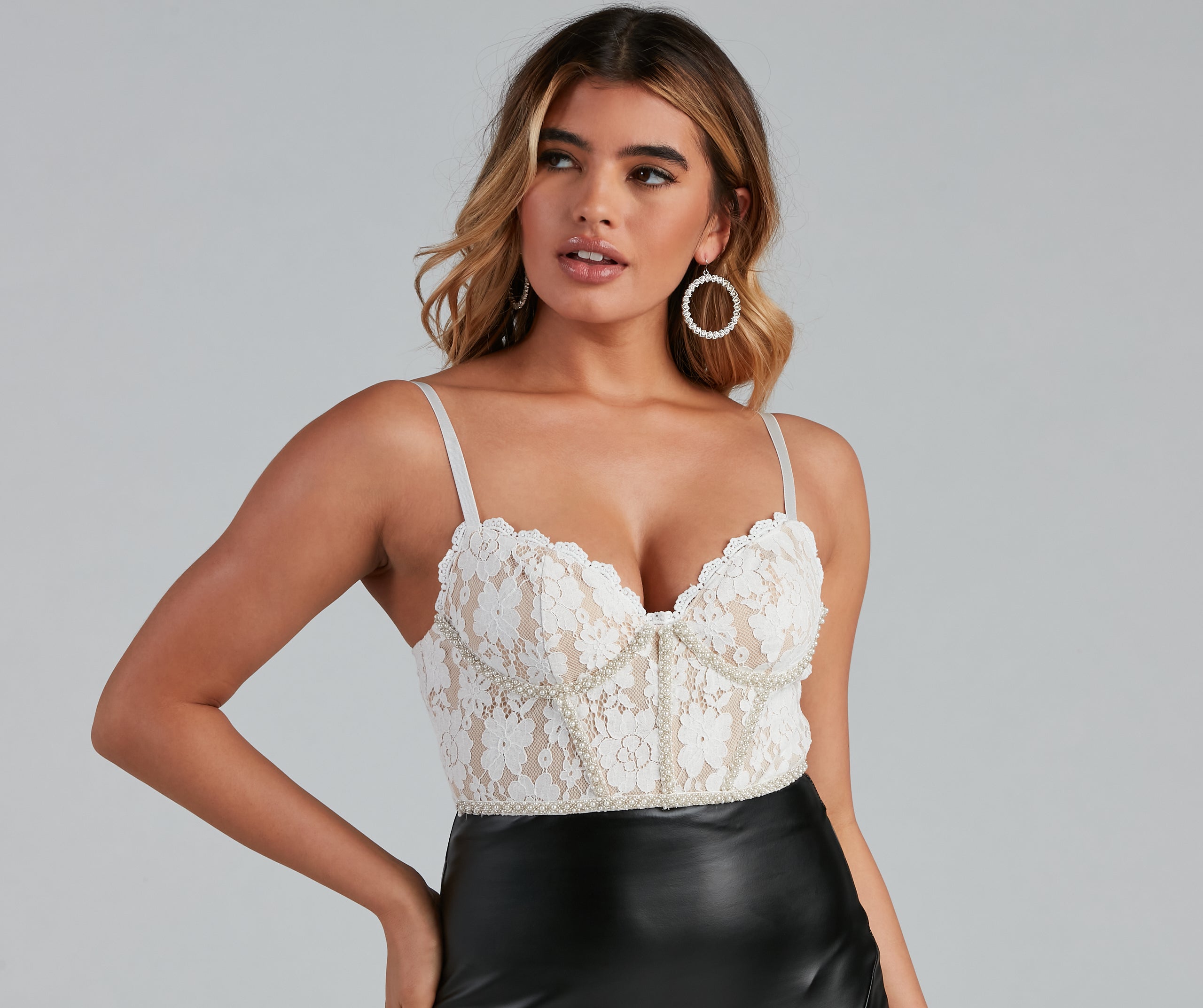 Luxe Life Lace And Pearl Bustier - Image 4