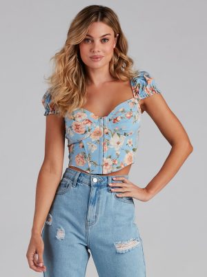 Floral Bliss Poplin Corset Top