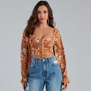 Floral Play Crepe Corset Top