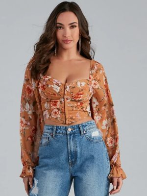 Floral Play Crepe Corset Top