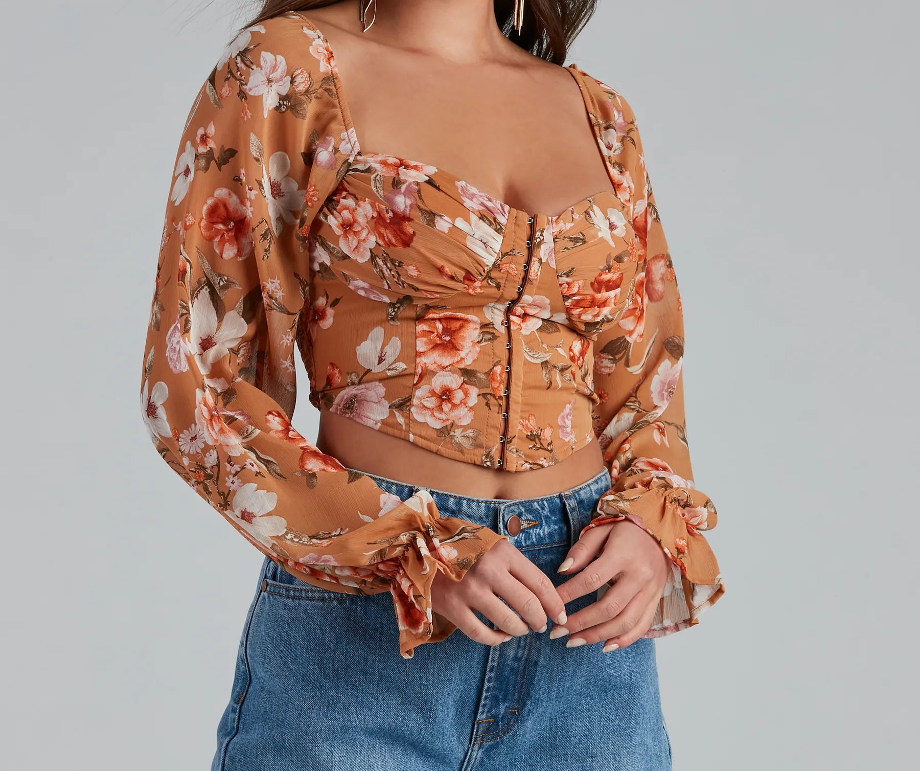 Floral Play Crepe Corset Top - Image 3