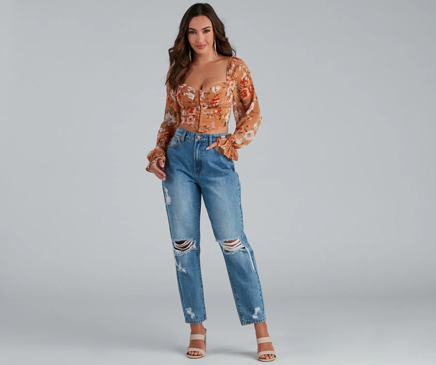 Floral Play Crepe Corset Top - Image 4