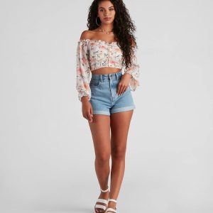 Floral Story Chiffon Corset Top