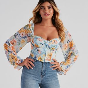 Tropic Ready Floral Chiffon Corset