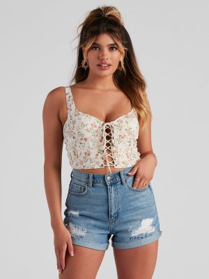 Spring Fling Floral Lace-Up Bustier
