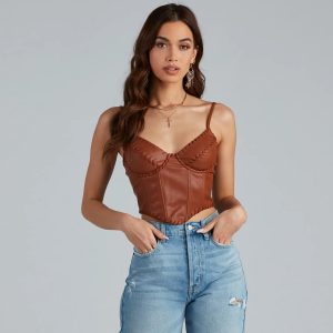 Cowgirl Chic Faux Leather Bustier