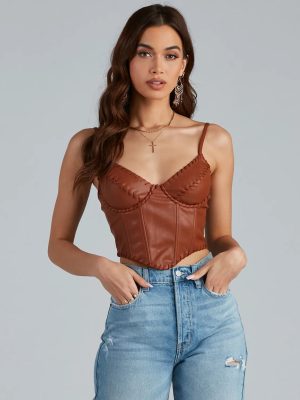Cowgirl Chic Faux Leather Bustier