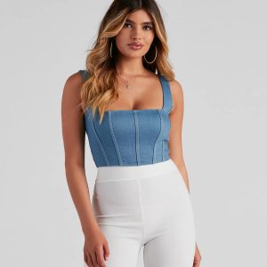 Timeless Square Neck Denim Corset
