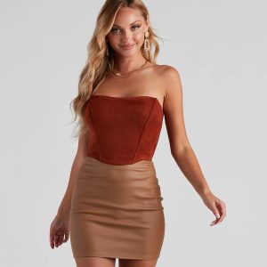 Honey. I'm Home Faux Suede Bustier
