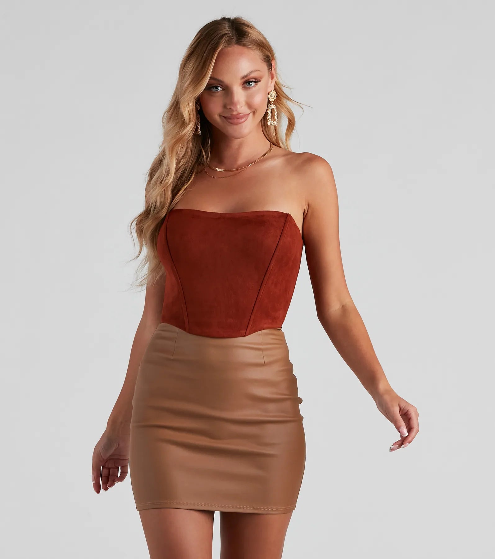Honey. I'm Home Faux Suede Bustier
