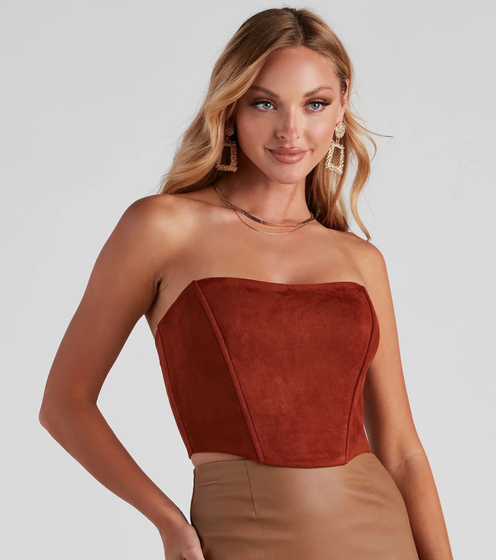Honey. I'm Home Faux Suede Bustier - Image 4