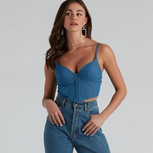 Girl Next Door Cropped Denim Corset