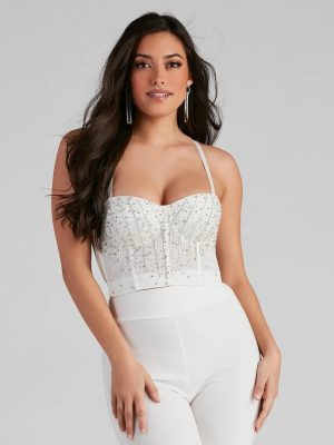 Gleam And Glow Rhinestone And Pearl Bustier