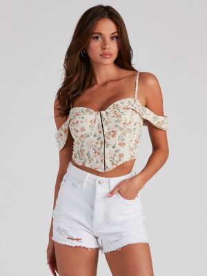 In Season Floral Off-The-Shoulder Bustier