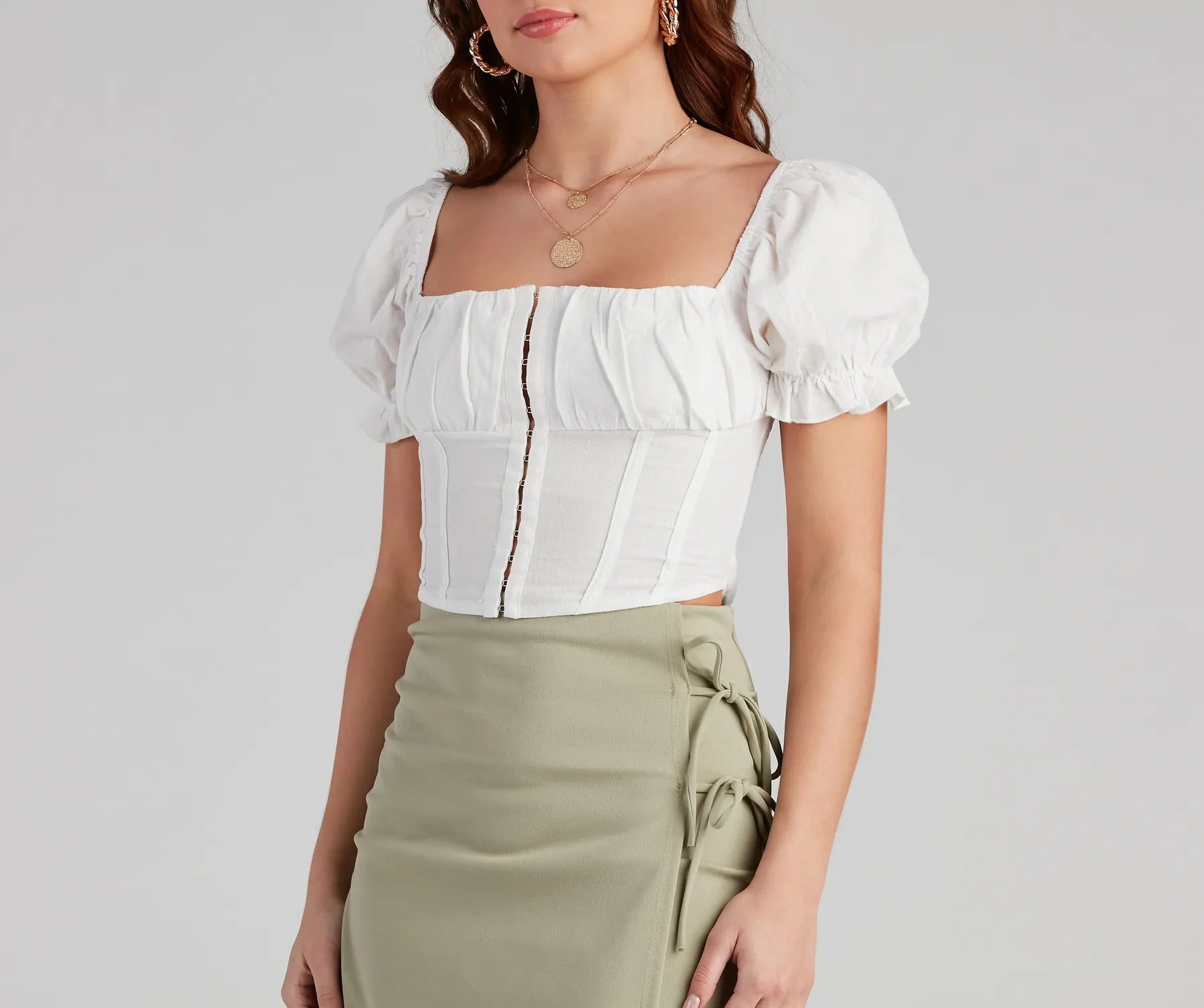 Cutie Puff Linen Corset Top - Image 4