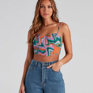 Silent Disco Swirl Print Corset Top