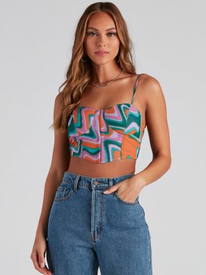 Silent Disco Swirl Print Corset Top