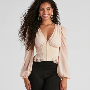 Chic Charm Chiffon Peplum Corset Top