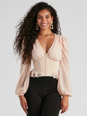 Chic Charm Chiffon Peplum Corset Top
