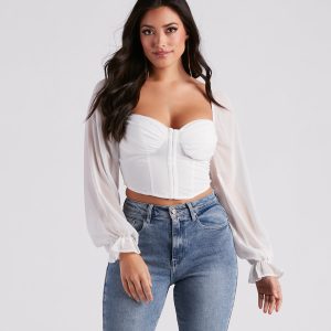 Breezy Chiffon Cropped Corset Blouse