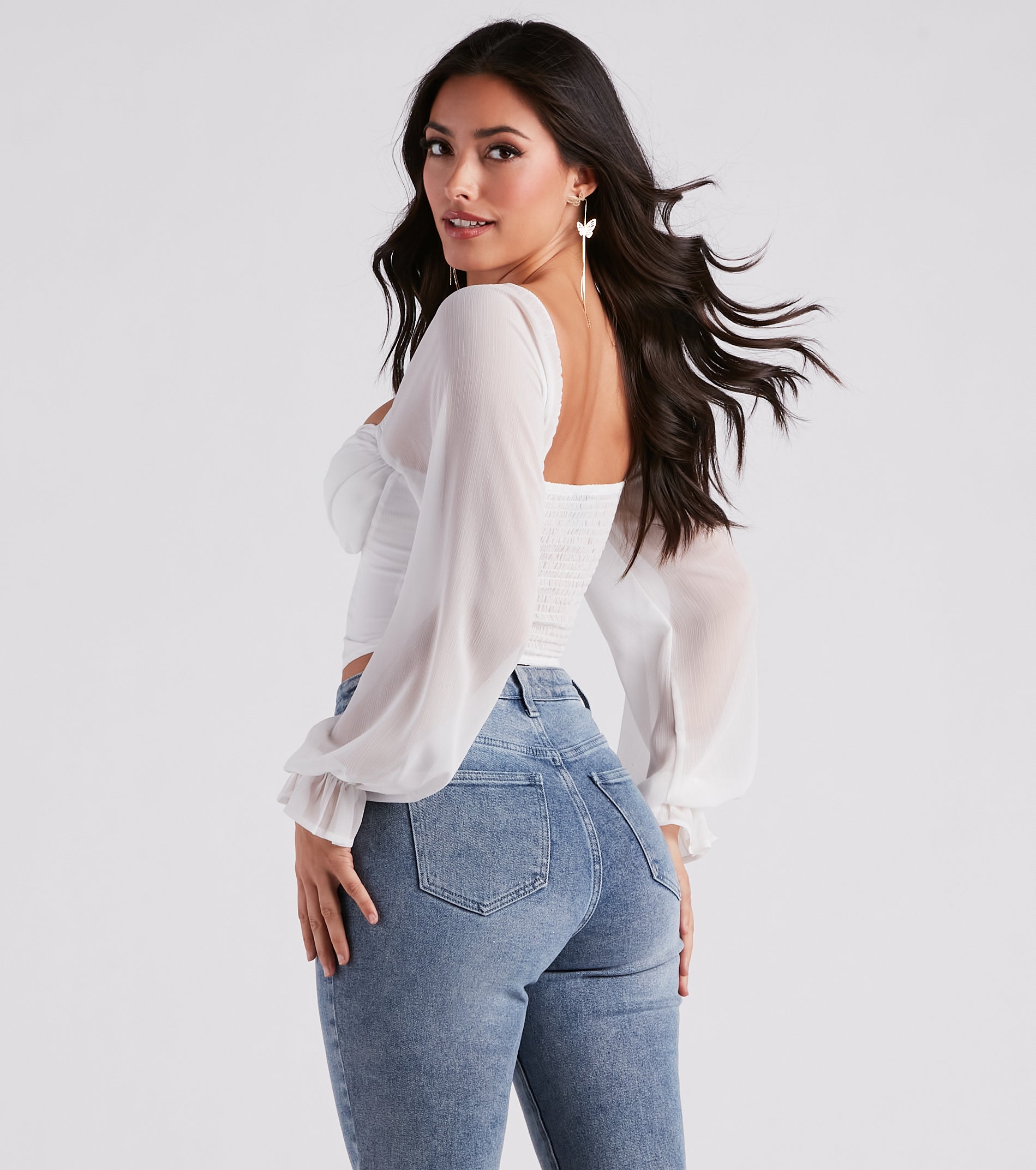 Breezy Chiffon Cropped Corset Blouse - Image 2