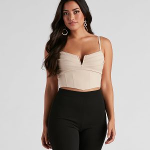 Pretty Pleats Satin Notch Bustier