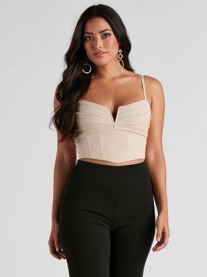 Pretty Pleats Satin Notch Bustier