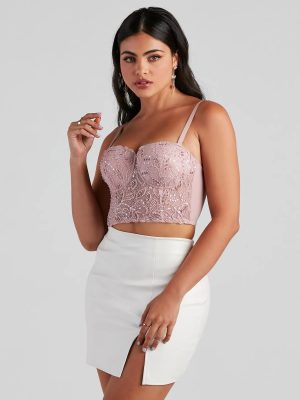 Pretty Glam Embellished Lace Bustier