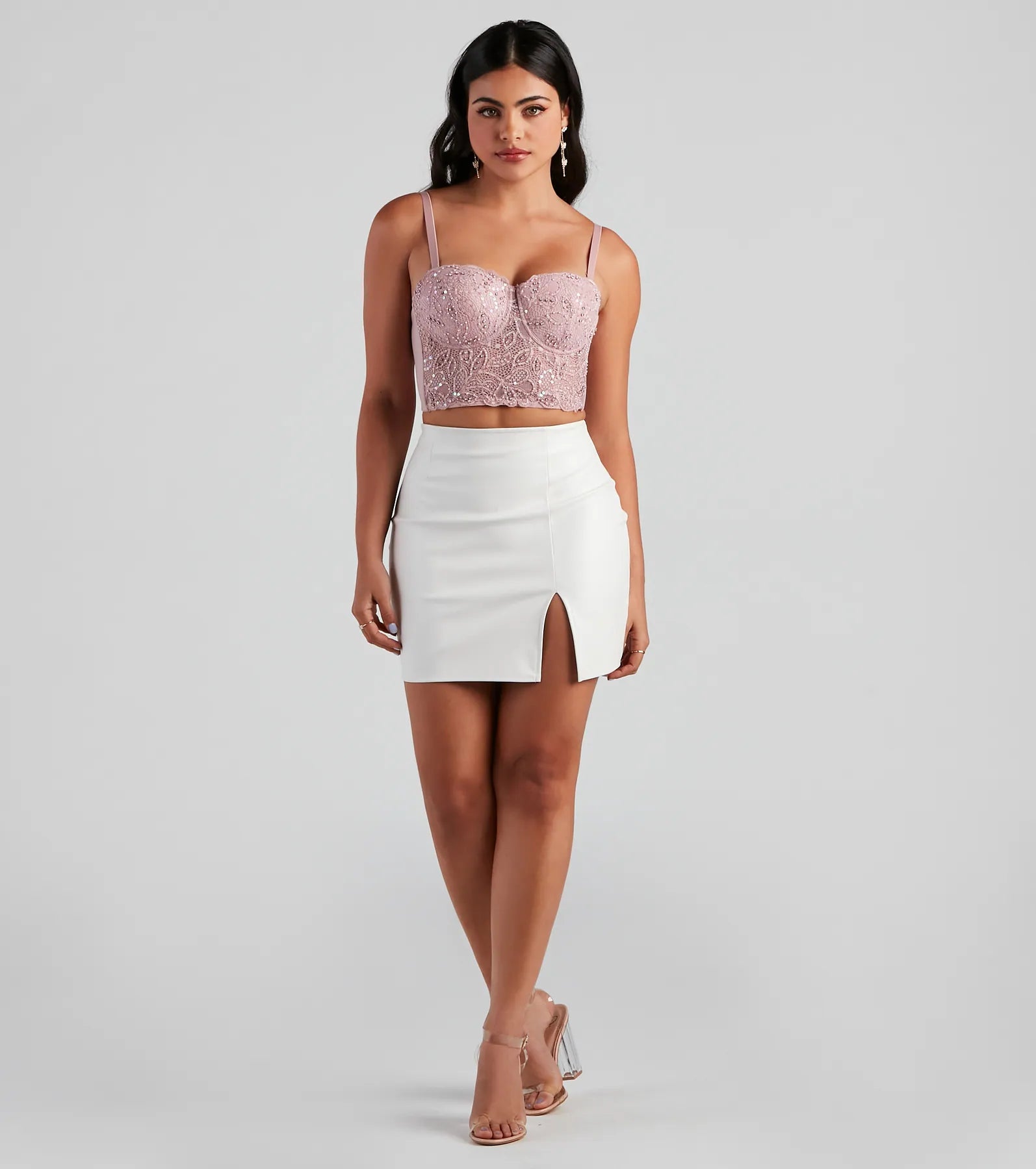 Pretty Glam Embellished Lace Bustier - Image 3