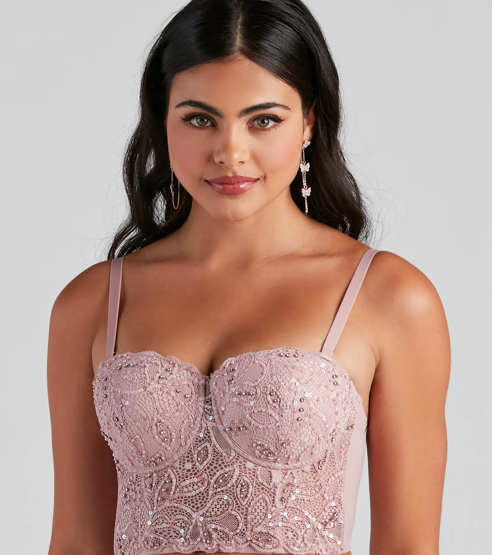 Pretty Glam Embellished Lace Bustier - Image 4