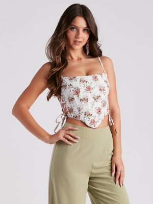 Floral Splendor Lace-Up Bustier